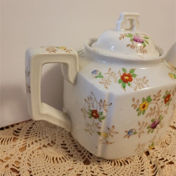 Porcelain Hand Painted Square Floral Teapot w/Lid Takito Japan - Picture 4 of 13